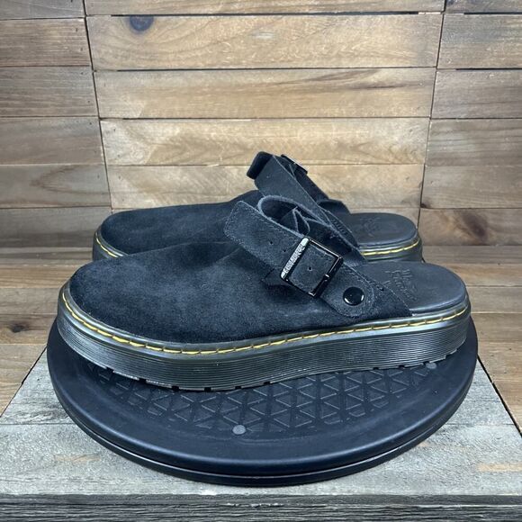 Dr. Martens Womens Size 8 Black Suede Carlson Clog Comfort Slip On Casual Shoes - Picture 3 of 10